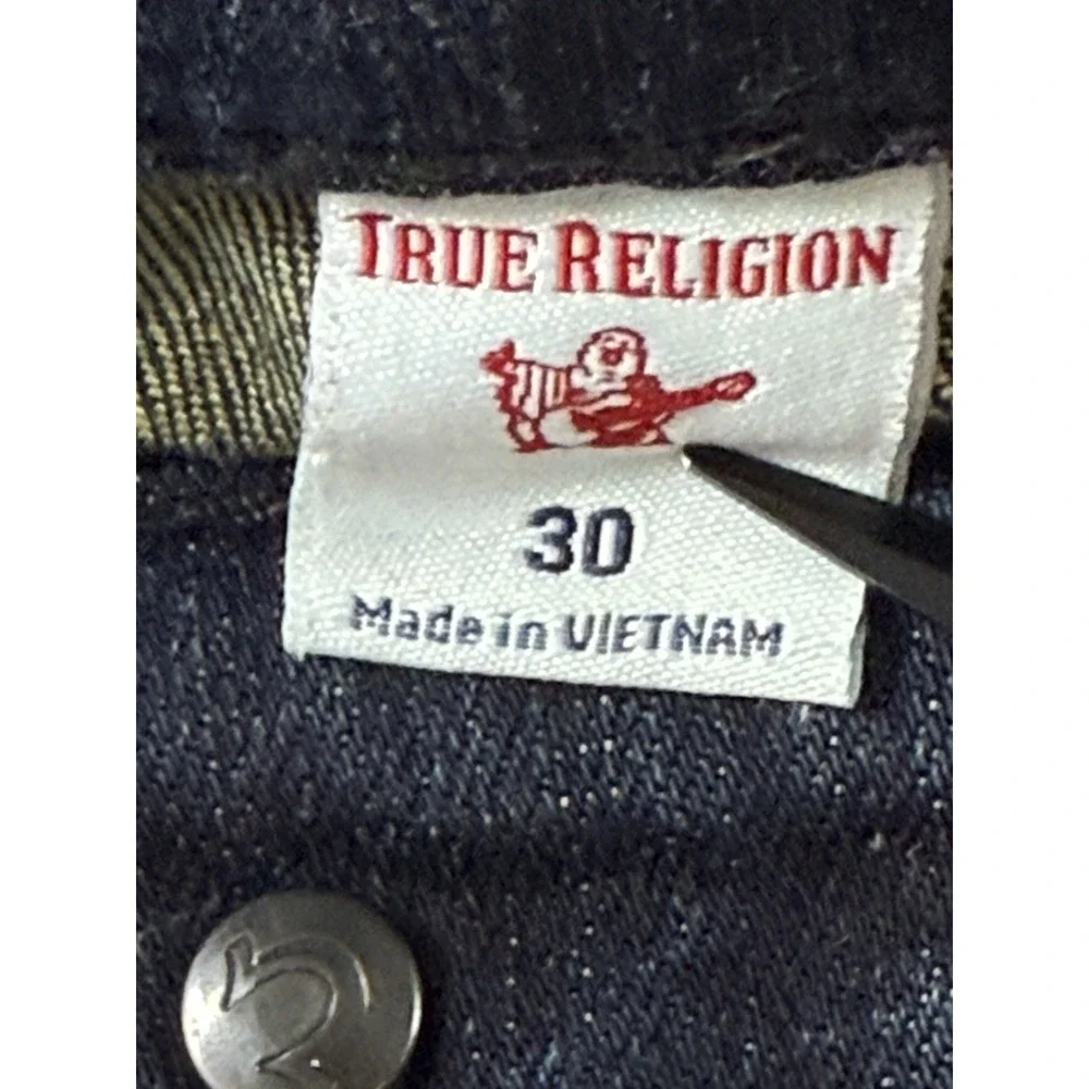 True Religion Jean Mens 30 Rocco Relaxed Skinny Moto Dark wash Stretch Zip denim